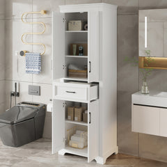 70.8" Freestanding Bathroom Vanity, Modern Elegant Design, 4 Doors & 1 Drawer, Space-Saving Storage with Adjustable Shelves, Damping Hinge Doors, Durable Painted Finish