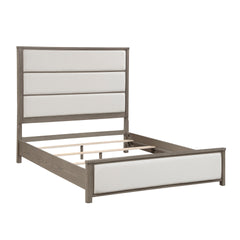 1pc Contemporary California King Panel Bed Light Gray Finish Upholstered Headboard Footboard Bedroom Furniture