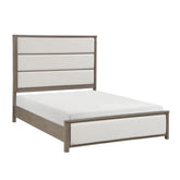 1pc Contemporary California King Panel Bed Light Gray Finish Upholstered Headboard Footboard Bedroom Furniture