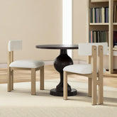3- Piece Dining Set,Upholstered Dining Chairs With Metal Legs (Set of 2) (Beige+Natural) + Round Dining Table