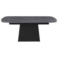 Idlewild Black Faux Marble Extension Leaf Dining Table