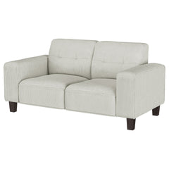 Xana Greige Upholstered Track Arm Tufted Loveseat