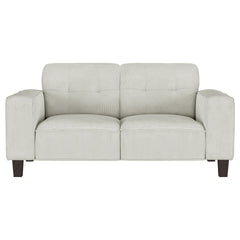 Xana Greige Upholstered Track Arm Tufted Loveseat