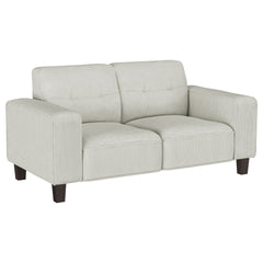 Xana Greige Upholstered Track Arm Tufted Loveseat