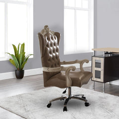 Vintage Grey and Bone White Swivel Chair with Lift