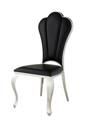 Black Side Chair with Tufted Back (Set of 2)