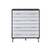 Black and Silver 4-Drawer Chest