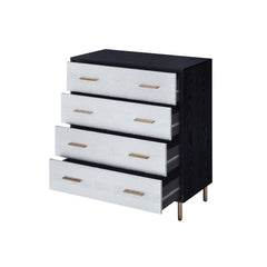 Black and Silver 4-Drawer Chest