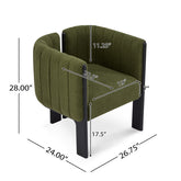 Dining Chairs Set of 4, Modern Stylish Seating with Black Rubber Wood Frame and Olive Green Boucle Fabric, 225lbs Capacity, for Dining Area, Living Space