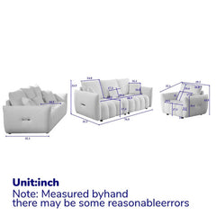 1 Seater + 3 Seater + 3 Seater, Combo Sofa Modern Living Room Sofa, Teddy Sofa, Wooden Frame, 7 Cushions, Apartment Sofa Furniture