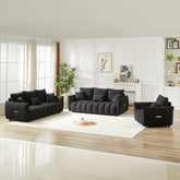 1 Seater + 3 Seater + 3 Seater, Combo Sofa Modern Living Room Sofa, Teddy Sofa, Wooden Frame, 7 Cushions, Apartment Sofa Furniture