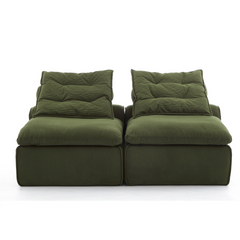 Modular Sofa,No Armrests,At will DIY,Soft Corduroy Fabric,Neck Pillow-Back Lounge Sofa Chair,Reading Nook, or Apartment Living, Lumbar Pillow,2 Seats,Upholstered,Green