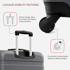 Luggage Sets New Model ABS Hardshell 3pcs Clearance Luggage Hardside Lightweight Durable Suitcase sets Spinner Wheels Suitcase with TSA Lock 20''24''28''( grey)