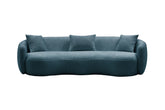Modern Curved Sofa, Boucle Fabric Couch for Bedroom, Office, Apartment Blue
