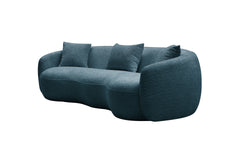Modern Curved Sofa, Boucle Fabric Couch for Bedroom, Office, Apartment Blue