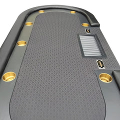 INO Design 96" Elite Oval Dark Knight Waterproof Felt Poker Table Top Only Black