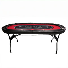 INO Design 71 inches Foldable Poker Table Portable for Casion Texas Hold'em Games with Red Felt