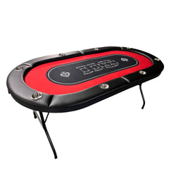 INO Design 71 inches Foldable Poker Table Portable for Casion Texas Hold'em Games with Red Felt