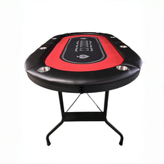 INO Design 71 inches Foldable Poker Table Portable for Casion Texas Hold'em Games with Red Felt