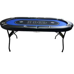 INO Design 71 inches Foldable Poker Table Portable for Casion Texas Hold'em Games with Blue Felt