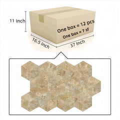Hexagon Gold Yellow Beige marble, natural marble, for wall and floor, polished marble tile, natural stone, genuine marble, real marble, 1 box 12 pcs