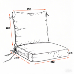 24x24 Inch Outdoor Deep Seat Cushion Set - Waterproof Fade-Resistant Patio Furniture Cushions with Removable Covers, Adjustable Straps & Handles for Chairs, Sofa, Couch (2-Piece)-Yellow/white