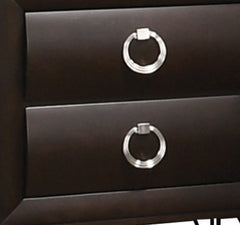 1pc Contemporary Dark Merlot Finish Nightstand with Drawers Metal Legs Bedroom Furniture