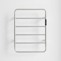 18.7" Heated Towel Rack for Bathroom,Wall Mounted with Intelligent Touch Screen Timer, 6-Bar Towel Warmer, 304 Stainless Steel Polished, Plug-in/Hard-Wired