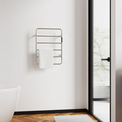 18.7" Heated Towel Rack for Bathroom,Wall Mounted with Intelligent Touch Screen Timer, 6-Bar Towel Warmer, 304 Stainless Steel Polished, Plug-in/Hard-Wired