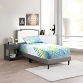 Stylish Casual Twin Bed In Light Grey