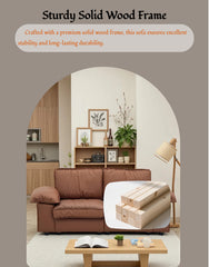 FX-P20M-2S-PUBR (2.5S SOFA)78.74INCH Brown Faux Leather Storage Sofa, 2-Seater Couch with Hidden Compartment for Small Spaces Modern Loveseat for Living Room, Apartment, Bedroom, or Offic