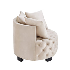Contemporary Upholstered Tufted Leisure Chair Accent Chair,Taupe