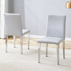 Two Light Gray PU dining chairs, simple and versatile, comfortable and accompanied. Exquisite and versatile dining chairs unlock a comfortable new experience.(Set of 2)W1151P269057