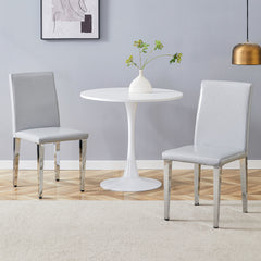 Two Light Gray PU dining chairs, simple and versatile, comfortable and accompanied. Exquisite and versatile dining chairs unlock a comfortable new experience.(Set of 2)W1151P269057