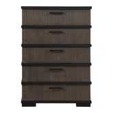 Two-Tone Brown Black Finish Drawers Chest 1pc Modern Industrial Design Bedroom Furniture