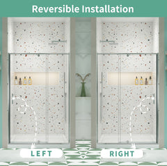56-60" W x 71" H Piovt Swing Glass Shower Door,Pivot Frame Sliding Shower Door with 1/4"(6mm) Clear SGCC Tempered Glass,Chrome Finish Shower Doors,Reversible Installation
