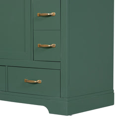 36" Bathroom Vanity with Sink Combo, Six Drawers, Multi-Functional Drawer Divider, Adjustable Shelf, Green (Old Sku:SY999808AAF)