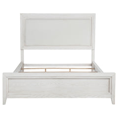 Inverness Distressed White Eastern King Upholstered Panel Bed