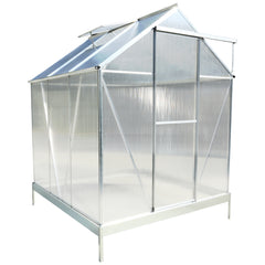 6.3'*6.2'*7' Polycarbonate Greenhouse, Heavy Duty Outdoor Aluminum Walk-in Green House Kit with Rain Gutter, Vent and Door for Backyard Garden, color aluminium