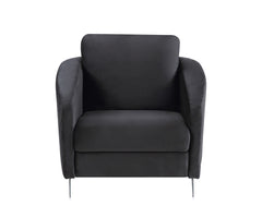Livia 36"W Black Velvet Modern Chic Accent Armchair