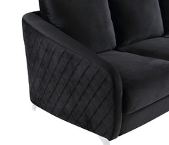 Livia 36"W Black Velvet Modern Chic Accent Armchair