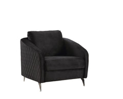 Livia 36"W Black Velvet Modern Chic Accent Armchair