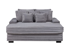Melodia 67"W Gray Corduroy Oversized Sofa Chaise Lounge Chair with Cupholders and USB Charging Port