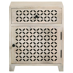 White Washed 1-Door Accent Cabinet with Drawer