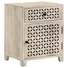 White Washed 1-Door Accent Cabinet with Drawer