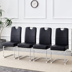 Set of 4 black thickened dining chairs with built - in spring packages and ergonomic design - perfectly blending comfort and elegance, with product dimensions of 15.7*20.5*38.2 inches.