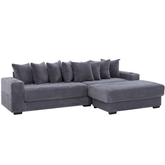 110.75" Modular L Shaped Sofa, Corduroy Fabric Sectional Couch,With a movable footstool, Cup Holders,Bring 8 throw pillows,Side Pocket,Unfold into a Bed,Dark Gray