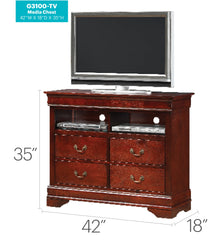 Louis Phillipe G3100-TV Media Chest , Cherry