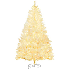 Christmas Trees Home Decor,Prelit Artificial White Christmas Trees, with Warm White LED Lights, Auto Open, Steel Base