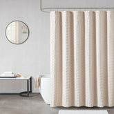 Woven Clipped Solid Shower Curtain